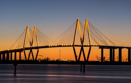 弗雷德·哈特曼桥Fred Hartman Bridge 4k风景高端电脑桌面壁纸